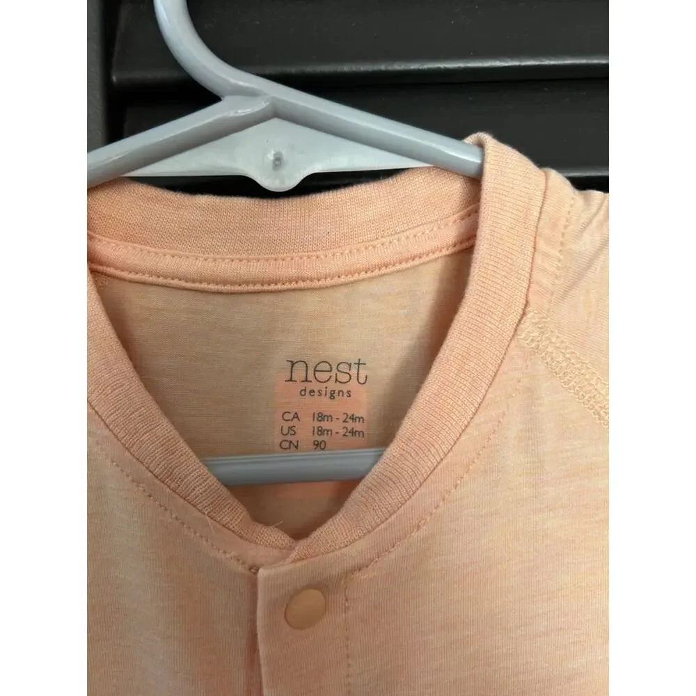 NEST Pantone Bellini Peach Baby Snap-Front Romper, Size 18-24 Months